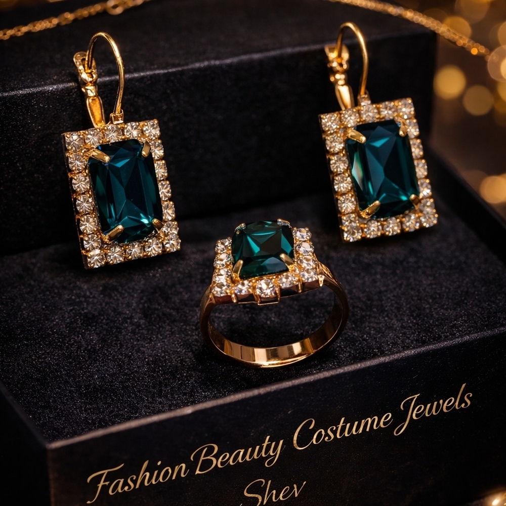 Fashion Beauty Costume Jewels Set – Elegant Gold-Tone Statement for Any Occasion